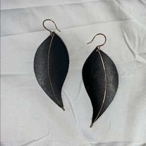 Leather & gold dangle earrings